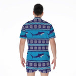 Shark Knitted Pattern Print Men's Rompers