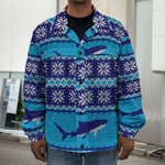 Shark Knitted Pattern Print Men's Shirt Jacket