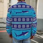 Shark Knitted Pattern Print Men's Shirt Jacket