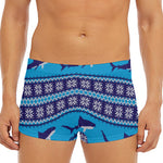 Shark Knitted Pattern Print Men's Short Boxer Briefs