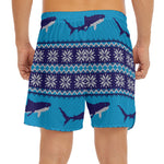 Shark Knitted Pattern Print Men's Split Running Shorts
