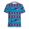 Shark Knitted Pattern Print Men's Athletic T-Shirt