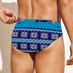 Shark Knitted Pattern Print Men's Swim Briefs