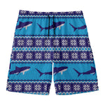 Shark Knitted Pattern Print Men's Swim Trunks