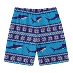 Shark Knitted Pattern Print Men's Swim Trunks