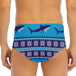 Shark Knitted Pattern Print Men's Triangle Swim Briefs