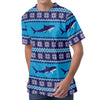 Shark Knitted Pattern Print Men's Velvet T-Shirt