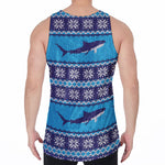 Shark Knitted Pattern Print Men's Velvet Tank Top