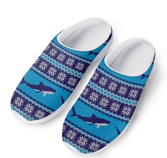 Shark Knitted Pattern Print Mesh Casual Shoes