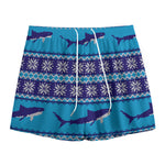 Shark Knitted Pattern Print Mesh Shorts