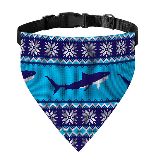 Shark Knitted Pattern Print Over The Collar Dog Bandana