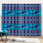 Shark Knitted Pattern Print Pencil Pleat Curtains