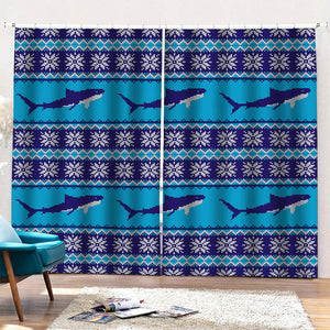 Shark Knitted Pattern Print Pencil Pleat Curtains