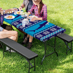 Shark Knitted Pattern Print Picnic Table Cover