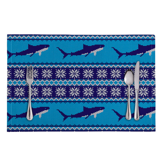 Shark Knitted Pattern Print Placemat