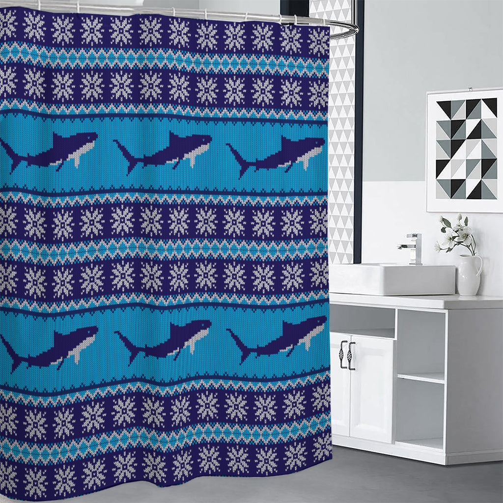 Shark Knitted Pattern Print Premium Shower Curtain