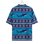 Shark Knitted Pattern Print Rayon Hawaiian Shirt