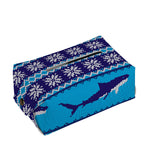 Shark Knitted Pattern Print Rectangle Tissue Box Cover