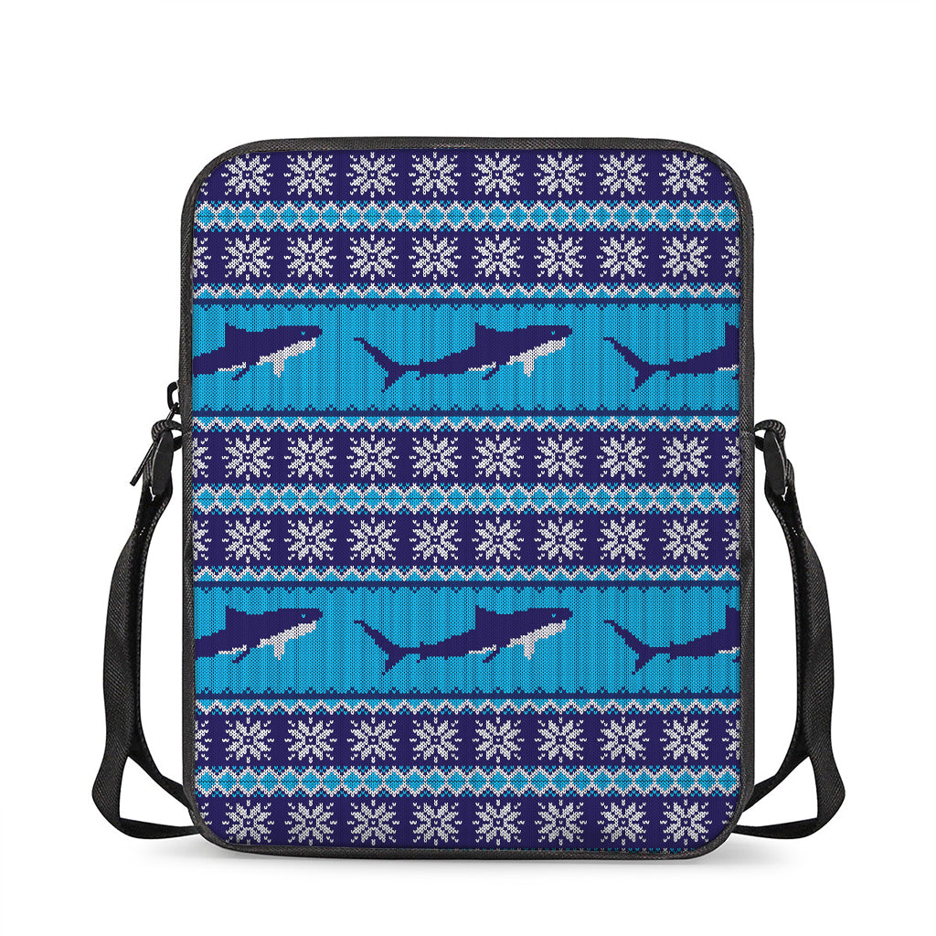 Shark Knitted Pattern Print Rectangular Crossbody Bag
