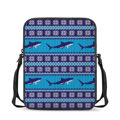 Shark Knitted Pattern Print Rectangular Crossbody Bag