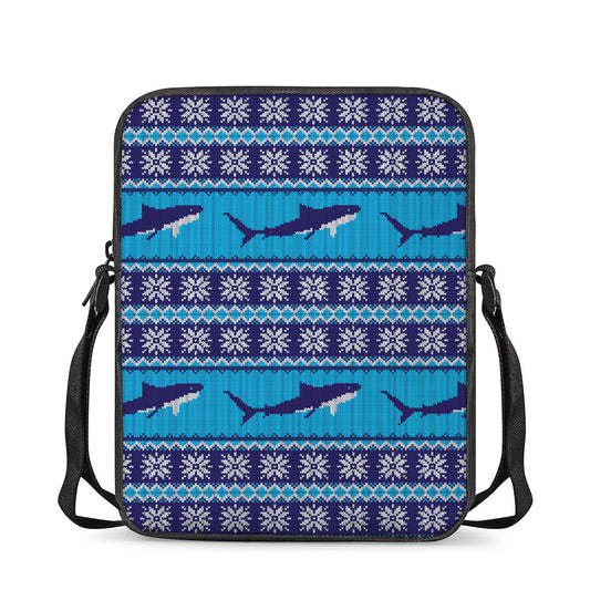 Shark Knitted Pattern Print Rectangular Crossbody Bag
