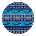 Shark Knitted Pattern Print Round Blanket