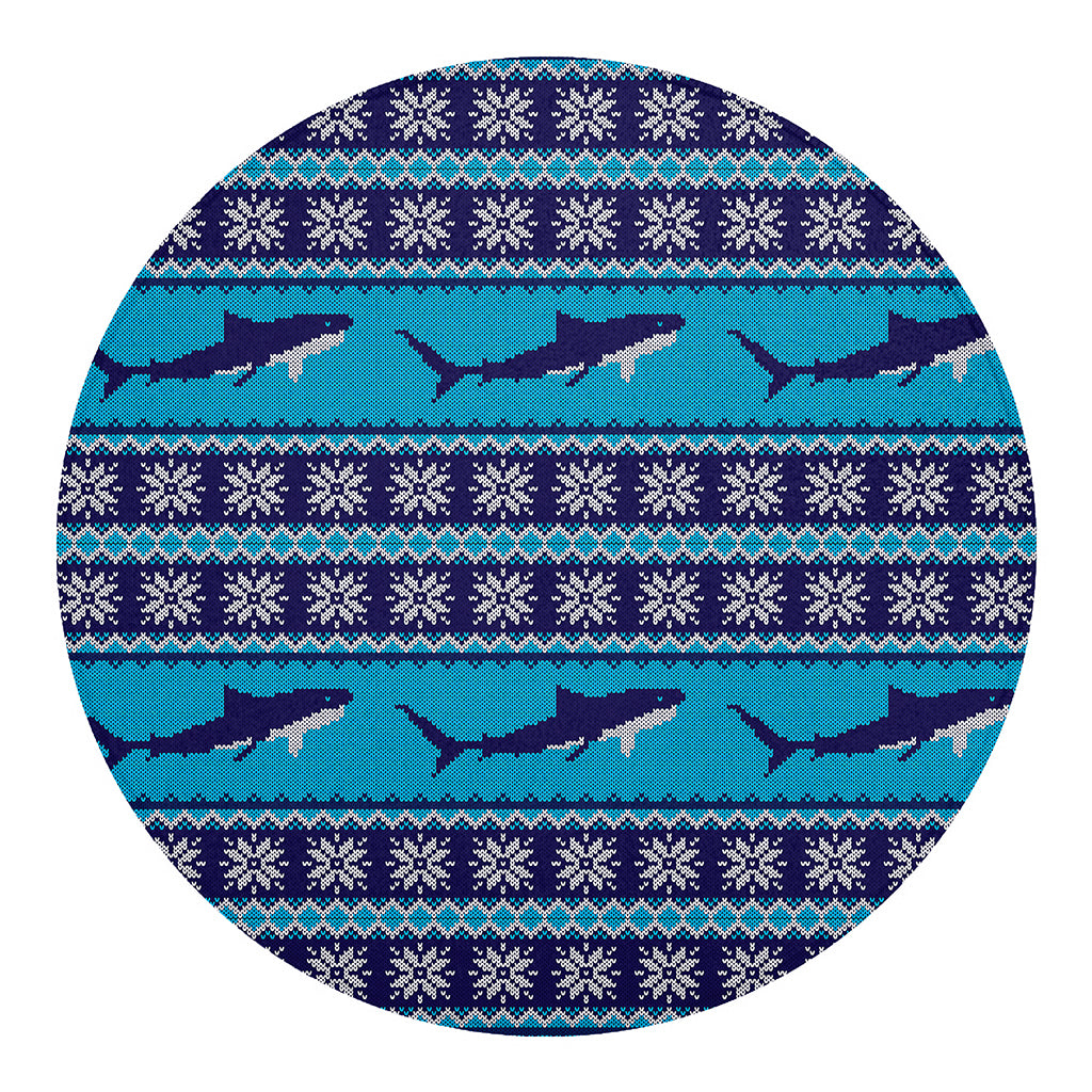 Shark Knitted Pattern Print Round Blanket