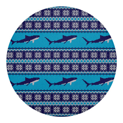 Shark Knitted Pattern Print Round Blanket