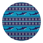Shark Knitted Pattern Print Round Blanket