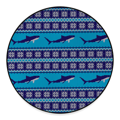 Shark Knitted Pattern Print Round Floor Mat