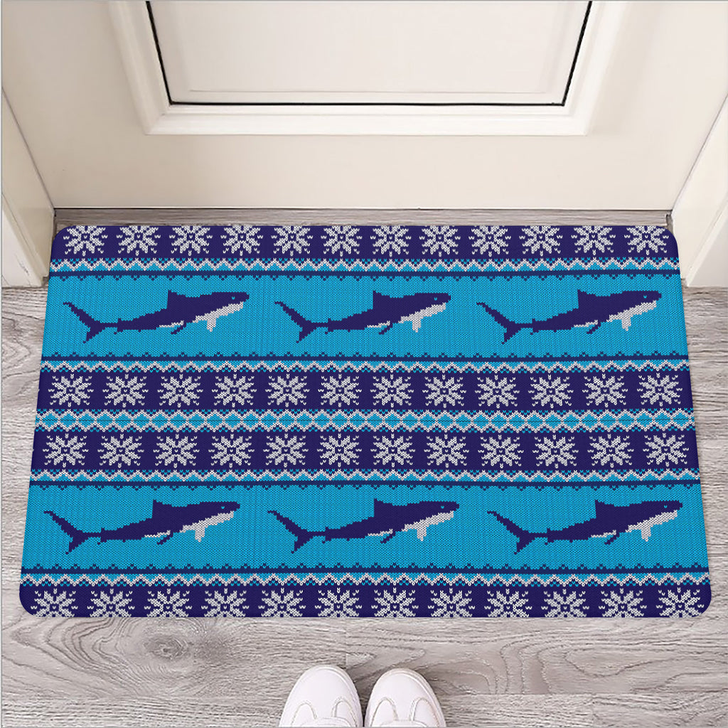 Shark Knitted Pattern Print Rubber Doormat