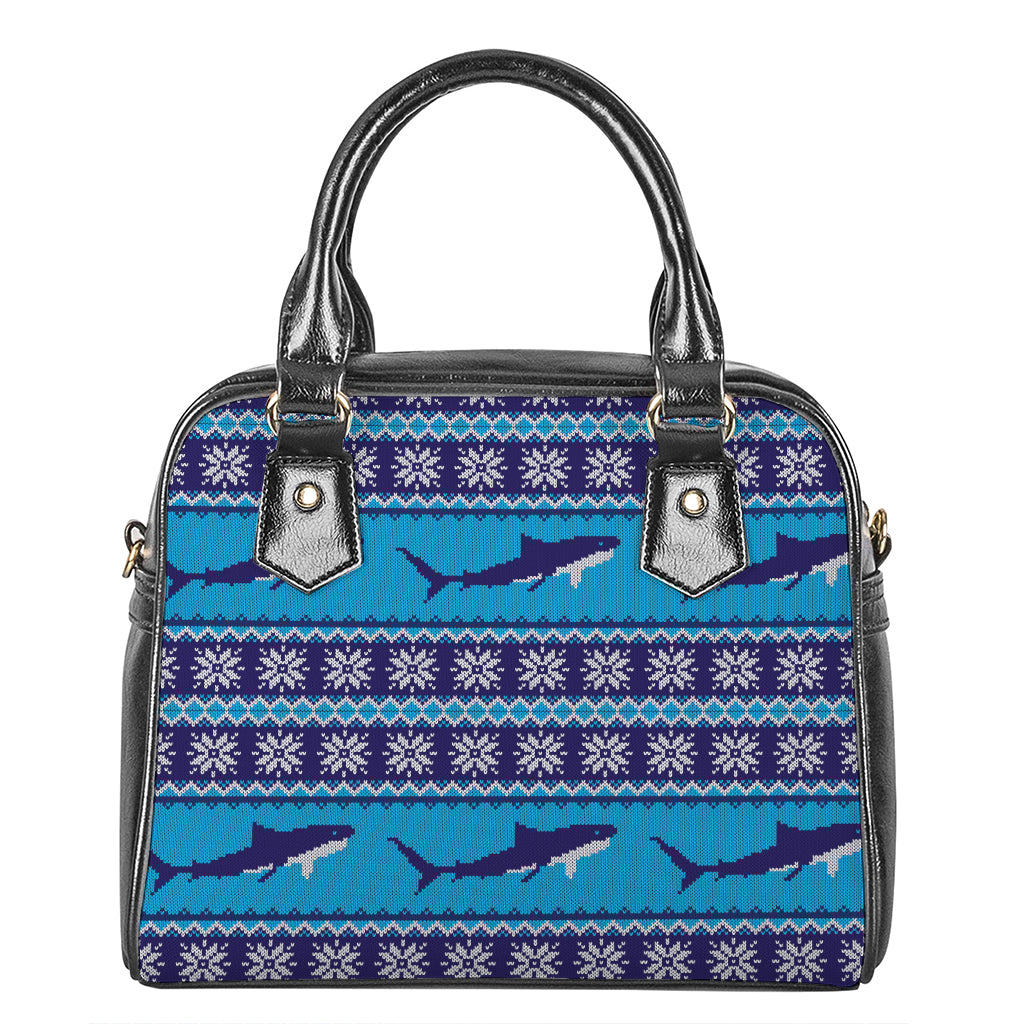 Shark Knitted Pattern Print Shoulder Handbag