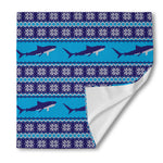 Shark Knitted Pattern Print Silk Bandana