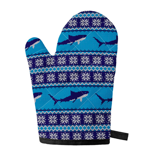Shark Knitted Pattern Print Single Oven Mitt