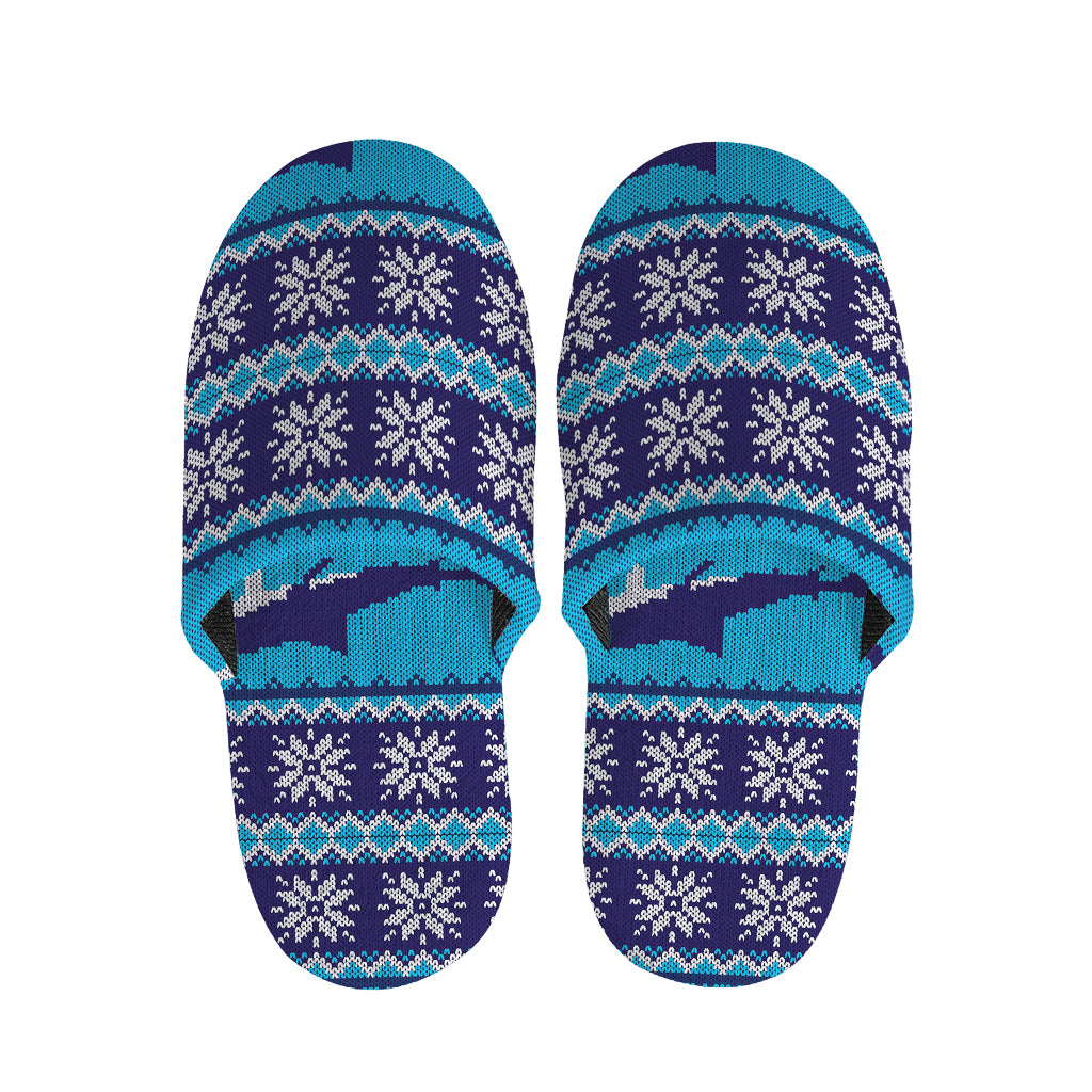 Shark Knitted Pattern Print Slippers