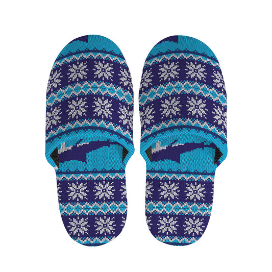 Shark Knitted Pattern Print Slippers