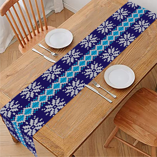 Shark Knitted Pattern Print Table Runner