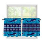 Shark Knitted Pattern Print Tier Curtains