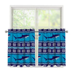 Shark Knitted Pattern Print Tier Curtains