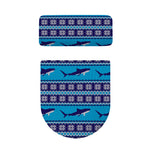 Shark Knitted Pattern Print Toilet Lid And Tank Cover Set