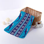 Shark Knitted Pattern Print Towel