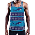 Shark Knitted Pattern Print Men's Workout Tank Top