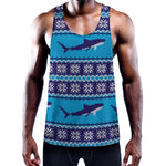 Shark Knitted Pattern Print Training Tank Top