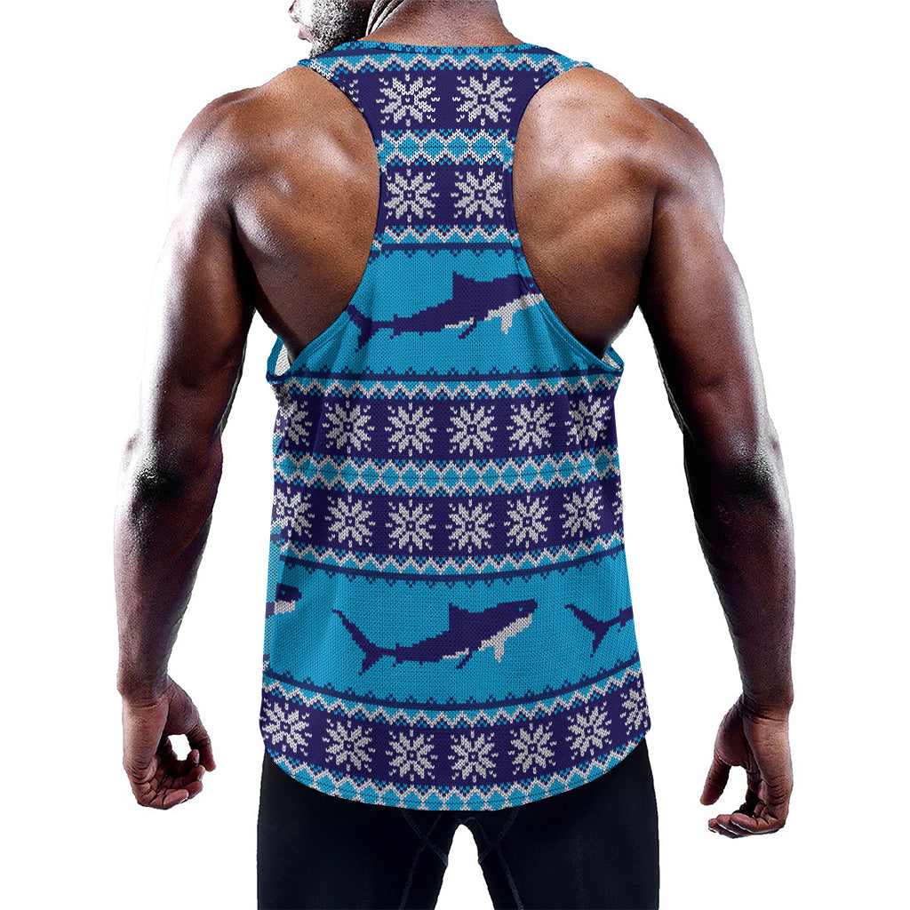 Shark Knitted Pattern Print Training Tank Top