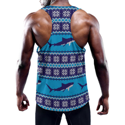 Shark Knitted Pattern Print Training Tank Top