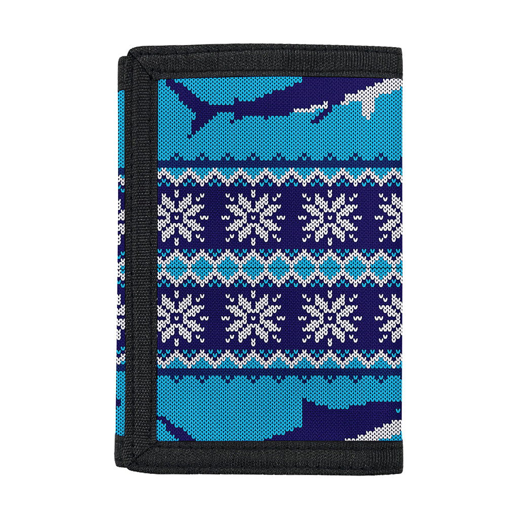 Shark Knitted Pattern Print Trifold Wallet