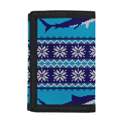 Shark Knitted Pattern Print Trifold Wallet
