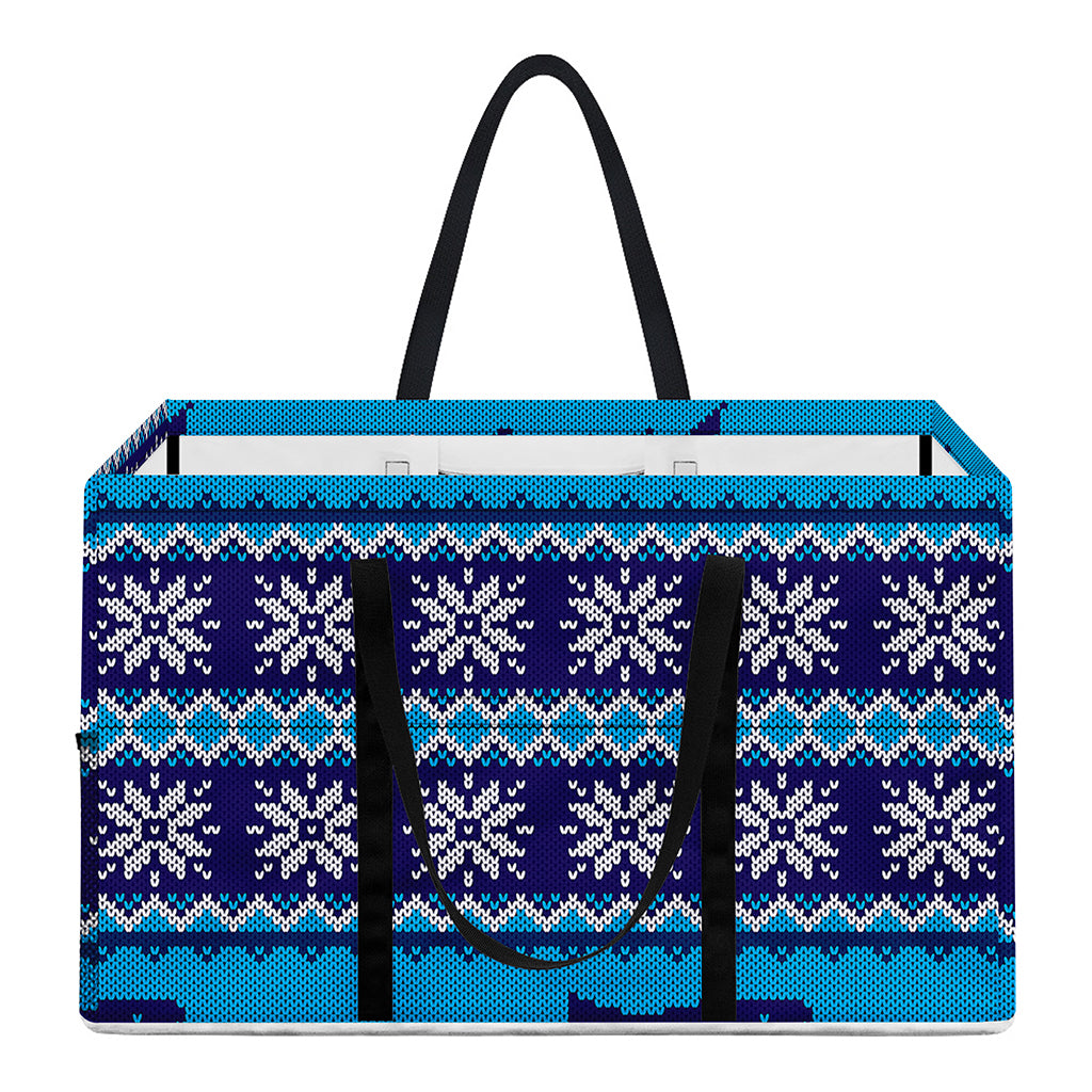 Shark Knitted Pattern Print Utility Tote Bag
