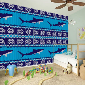 Shark Knitted Pattern Print Wall Sticker