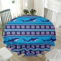 Shark Knitted Pattern Print Waterproof Round Tablecloth